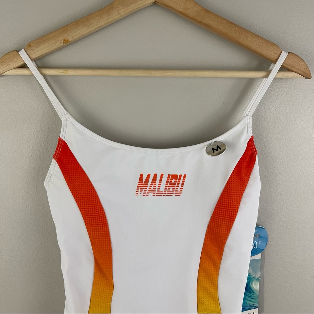 FOREVER 21 White Orange Malibu Graphic One Piece Swimsuit NEW - Picture 6 of 14